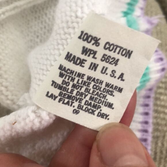 Vintage Embroidered Patchwork Cotton Sweater M - Picture 9 of 10